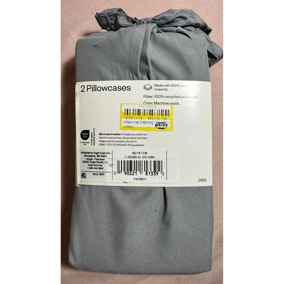 Target Standard Microfiber Pillowcase Set 2 Pack Solid Gray 100 Recycled