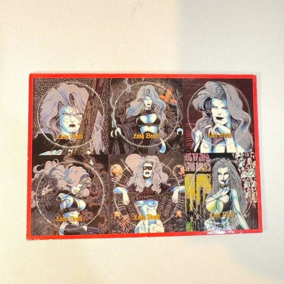 Vintage Lady Death Pogs Milk Cap Set Chaos Comics Unpunched 6 Count Sheet 90s