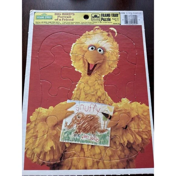 Golden Frame Tray Puzzle Sesame Street Vintage 80s Nostalgia PBS Toy Big Bird