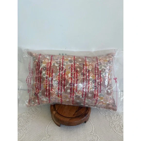 Target Floral Throw Pillow Brown Orange Retro hippy Botanical Accent 12x18 New