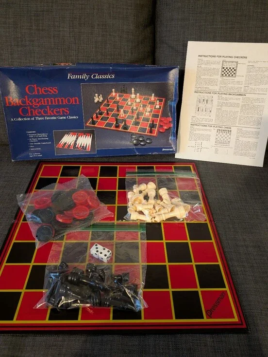 Chess Backgammon Checkers Board Game!