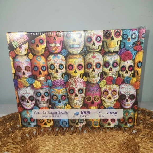 Colorful Sugar Skulls 1000-Piece Jigsaw Puzzle | New Sealed | Día de los Muertos