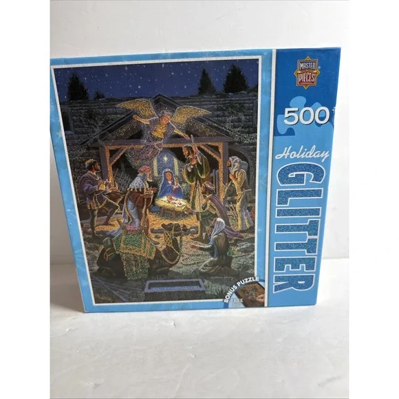 Holy Night‎ Holiday Glitter Nativity Scene 500 Piece Puzzle
