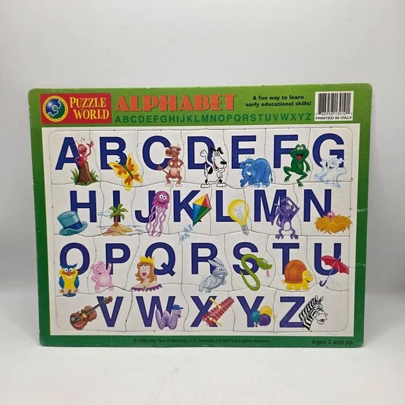 Puzzle World Alphabet Tray Puzzle Kids Multicolor ABC Learning Vintage 1999‎ Toy