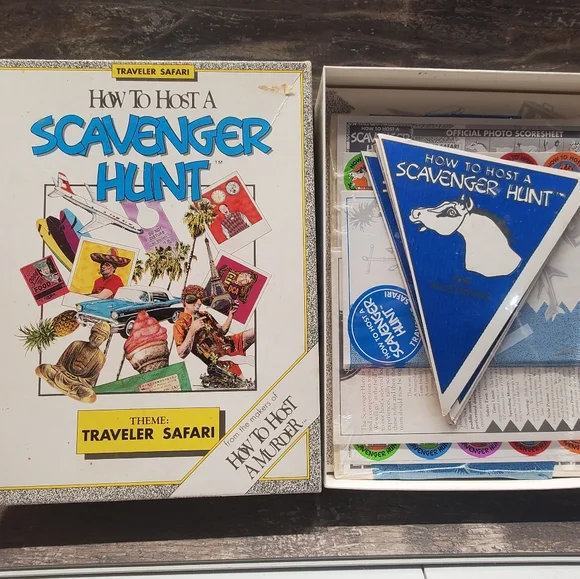 Vintage HOW TO HOST A SCAVENGER HUNT, Sports Safari Theme‎ Board Game
