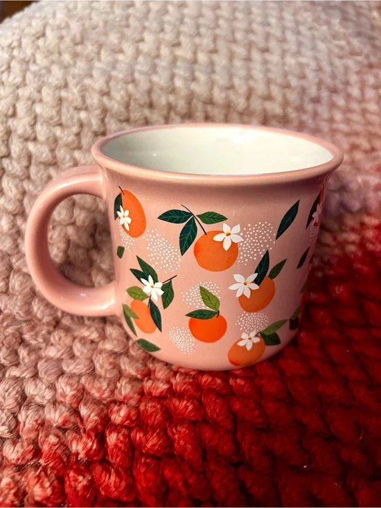 Target Pink Ceramic Mug with Orange Blossom Motif