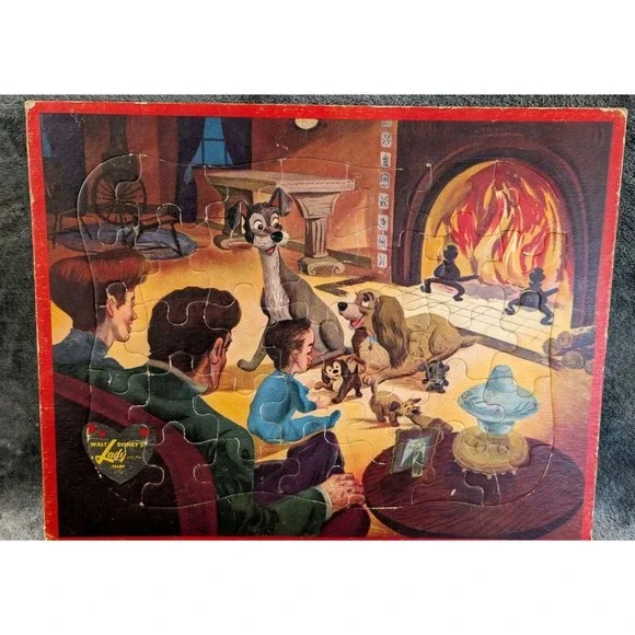 Vintage Lady and the Tramp Jaymar Frame Tray Puzzle Walt Disney Productions‎ USA