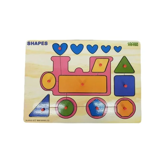 Safari 1998 Vintage‎ Shapes Train Knob Wooden Puzzle