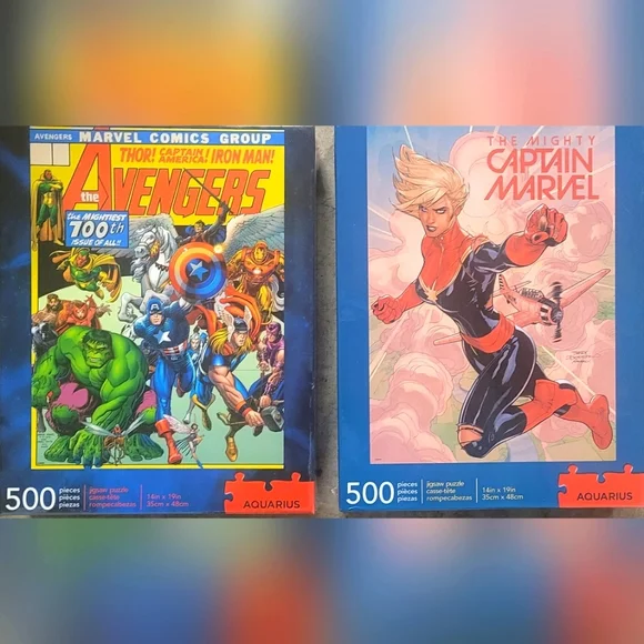 2 Puzzles 500 Pieces Each Avengers & Captain Marvel New In Sealed Boxes