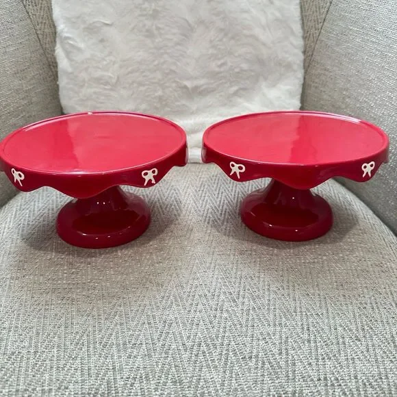 Target Bullseye's Christmas 2025 Ceramic Red Holiday Cake Stand 4