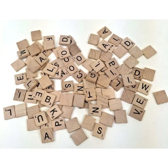 Lot of 100 Scrabble Wood Wooden Letter Alphabet Tile Complete Set