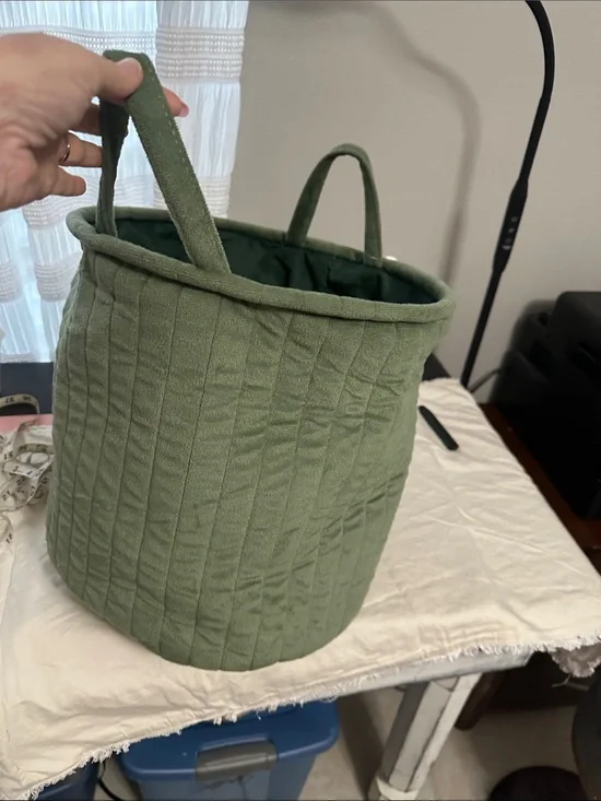 Quilted Olive Green Tote Bag with handles NWT