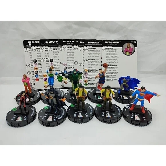 Lot Of (10) Heroclix 15th Anniversary 4-Rares 4-Uncommon 2-Commons With Cards
