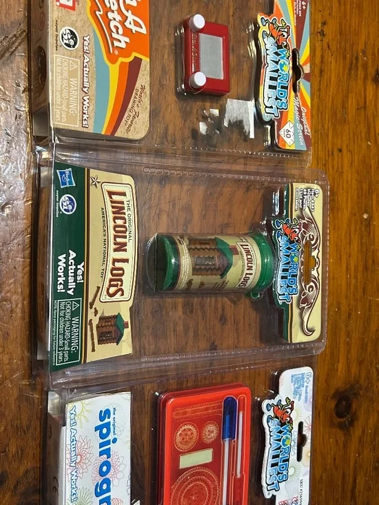 Lot of 3 World’s Smallest toys etch a sketch, Lincoln logs, Spirograph