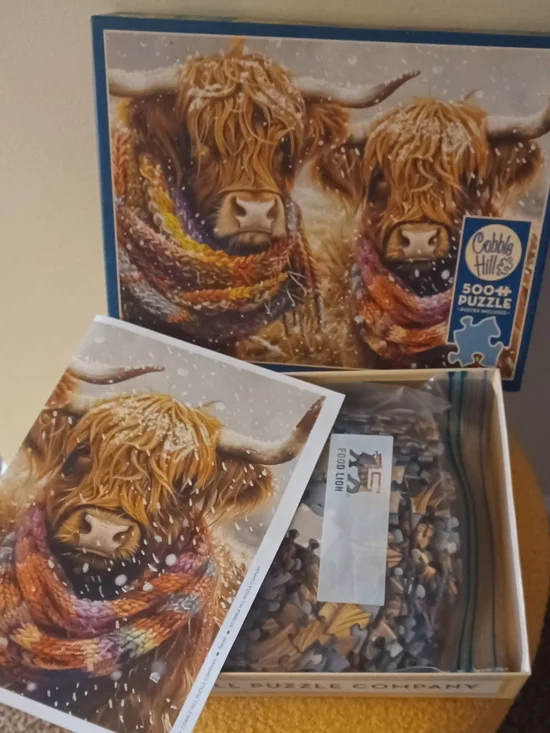 Cobb Hill by New Balance Highland Cow Puzzle with Colorful Knit Scarf (500+ pcs)