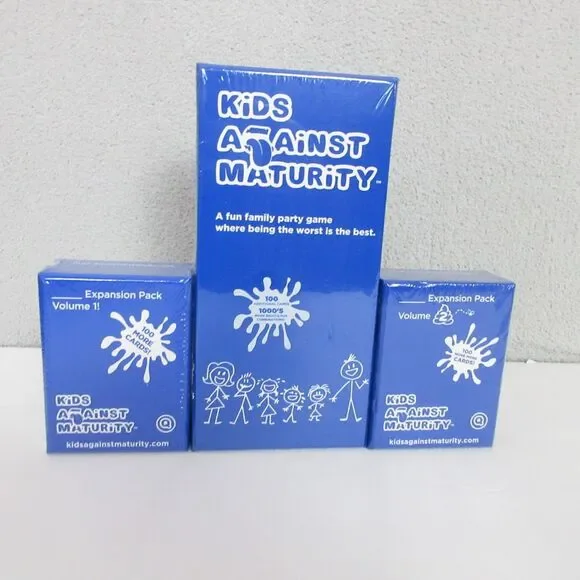 Kids Against Maturity Core Game & Expansion Packs 1 &2 Card Game New/Sealed