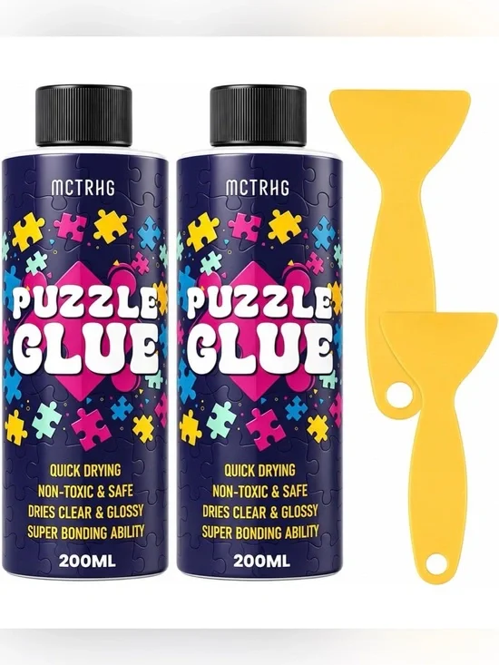 Jigsaw Puzzle Glue 2-Pack w/ Applicators Clear Quick-Dry PVA ~ 350mL Remaining