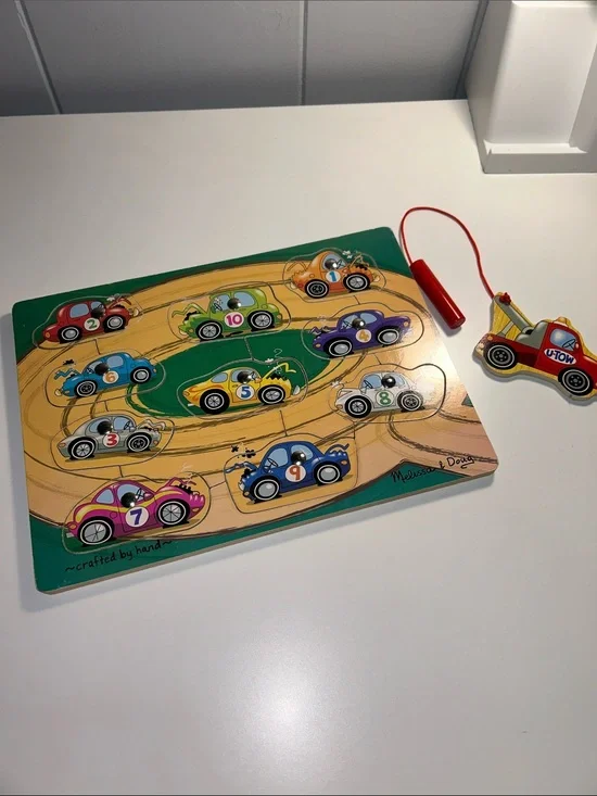 Melissa and Doug Tow Truck Magnetic Car Game Puzzle Ages 3+