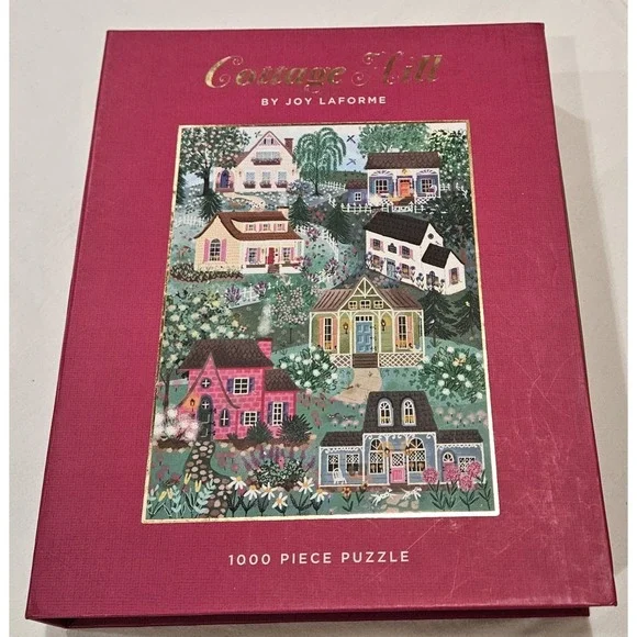 Cottage Hill‎ by Joy Laforme 1000 Piece Puzzle Complete Colorful Cottage...