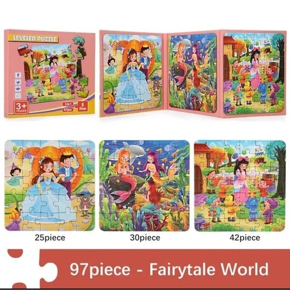MAGNETIC PUZZLES Jigsaw Travel Folding 97 pcs Car Book 3-6 Years 3 in 1 Kids Fun