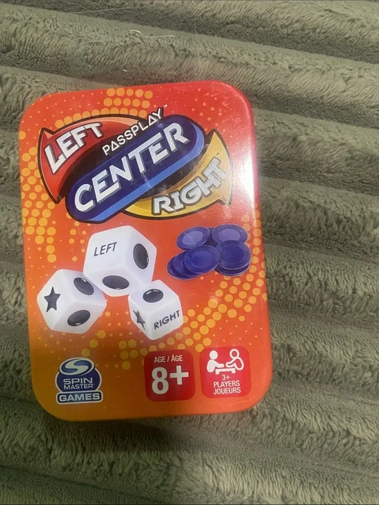 LEFT CENTER RIGHT Travel Tin Game - Bright Orange
