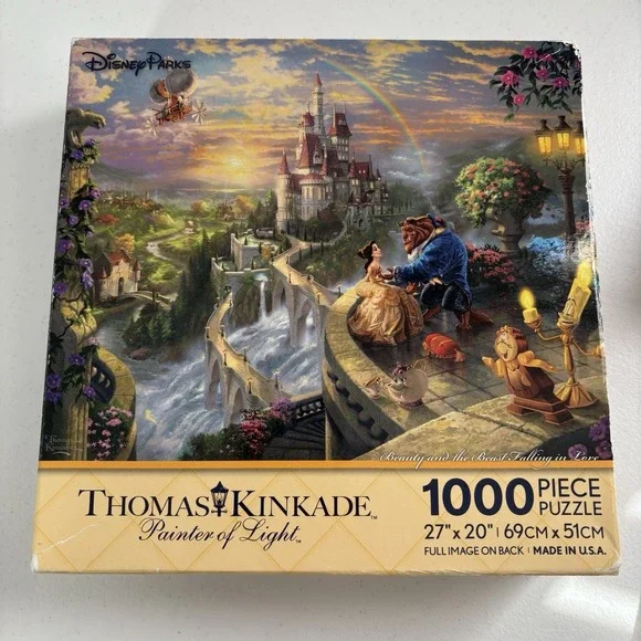 Disney Parks Thomas Kinkade 1000 Puzzle Beauty and the Beast Falling In Love