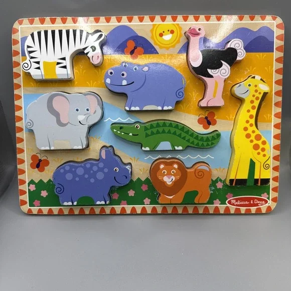 Melissa and Doug Fresh Start Wooden Chunky Puzzle - Safari Animals