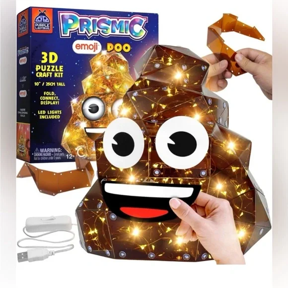 PRISM Emoji Poo 3D Puzzle Craft Kit with LED Lights - Brown