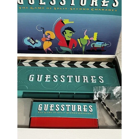 Vintage 1990 Milton Bradley Guesstures Complete Working Board Game Sealed Crayon