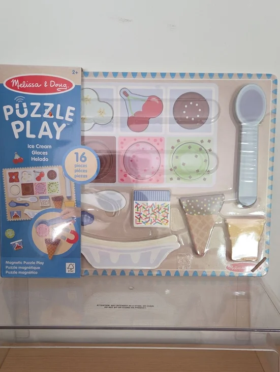Melissa & Doug Ice Cream Puzzle Play Set - Blue, Pink, Green, Brown NWT