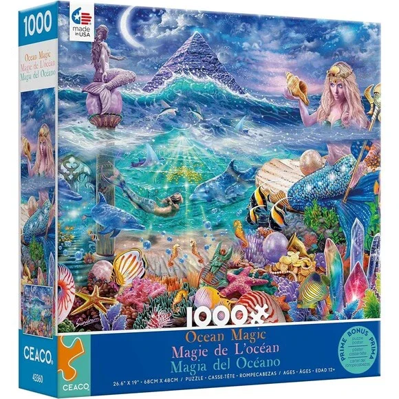 Ceaco Ocean Magic “Mermaid Sanctuary” 1000 Piece Jigsaw Puzzle. NEW, SEALED.