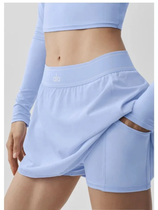 ALO Yoga Match Point Tennis Skirt Skort w/ Shorts Light Provence Blue Small NWT