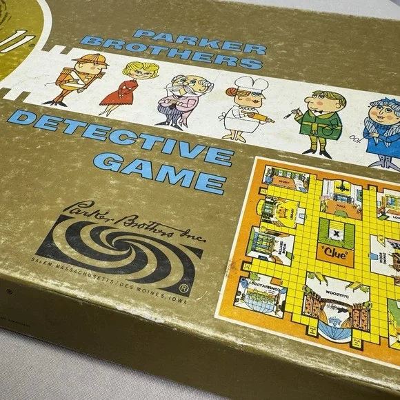 VTG Parker Brothers CLUE Mystery Detective Board Game ‎ c. 1960
