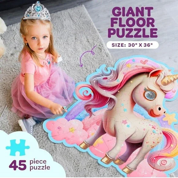 Jumbo Shimmery Floor Puzzle Unicorn Jigsaw Large 45 Piece NEW 30