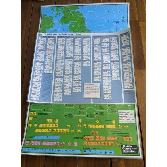 Laminated TSR 1983 Battle Over Britain Map And British Airfield Display