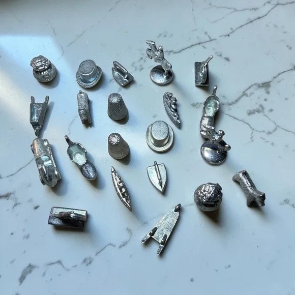 Monopoly Metal Game Tokens Kids Silver Excellent Replacement Pieces Lot 21pc