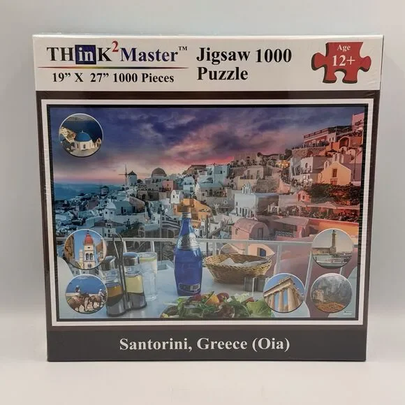 THinK2Master Santorini Greece Oia 1000 Piece Jigsaw Puzzle Travel New Sealed
