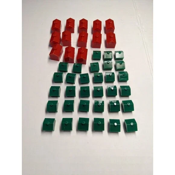 Lot Of (46) Red And Green Monopoly House And Hotel Pieces
