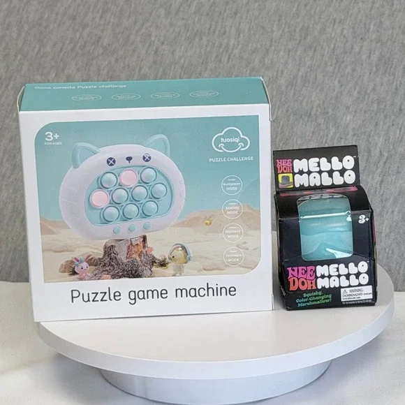 Tuosiqi Cat Puzzle Game Machine & NeeDoh Mello Mallo Color Changing Squishy Set