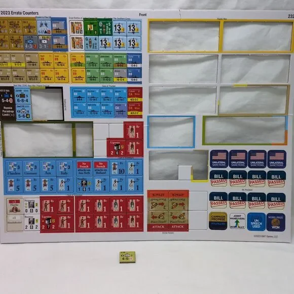 *Incomplete* GMT 2023 Errata Board Game Counters