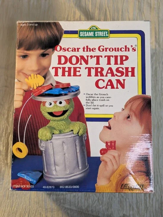 Oscar The Grouch Don't Tip The Trash Can Sesame Street Game 1988 Lewco Complete