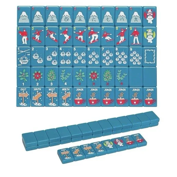 American Mahjong Tile Set with Carrying Bag and Accessories, 160 Acrylic Engrave