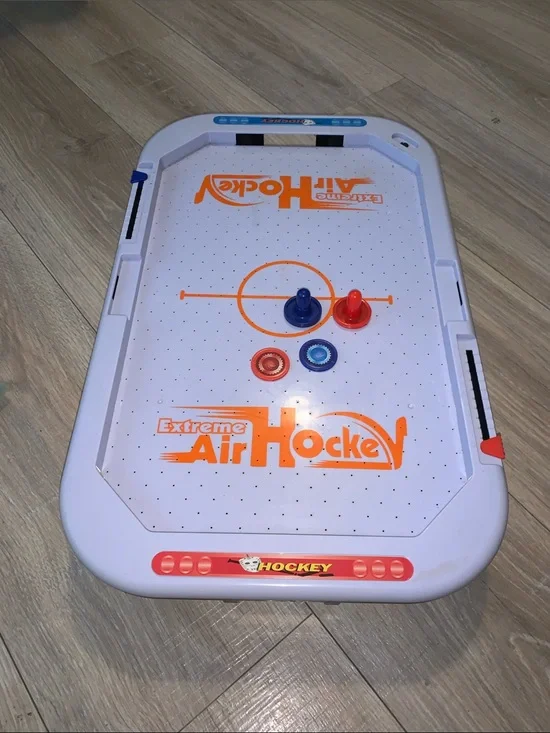 Extreme Air Hockey Tabletop Game - White & Orange with Blue/Red Pucks