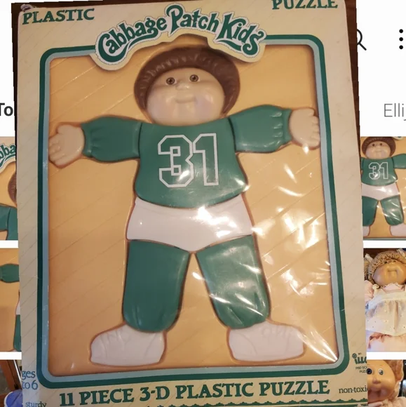 Coleco Vintage 1983 Cabbage Patch Kids 3D 11 Piece Plastic Puzzle