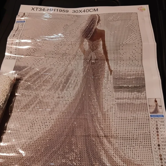 Elegant Beaded Bridal Gown Diamond Art Paint Kit 30x40