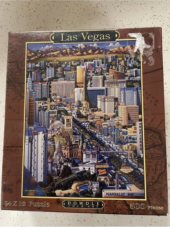 Dowdle Folk Art Puzzle~Las Vegas~500 Pieces~18
