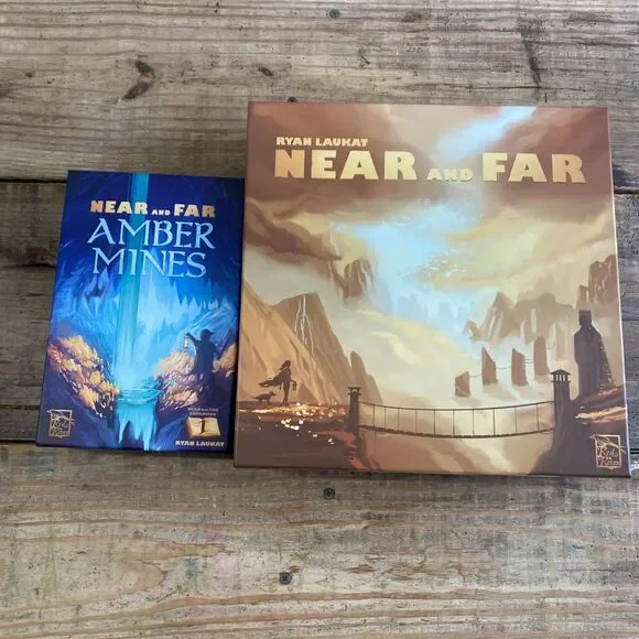 Near and Far Board Game w/ Amber Mines Expansion - Red Raven Games - Complete
