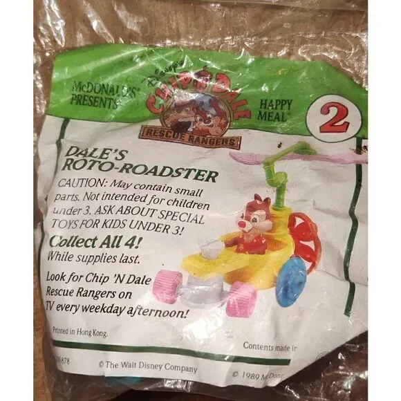 1989 McDonalds Chip N' Dale Rescue Rangers Roto-Roadster Happy Meal Toy Sealed #