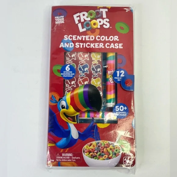 Fruit Loops Scented Color‎ & Sticker Case Activity Book Travel On The Go Set.