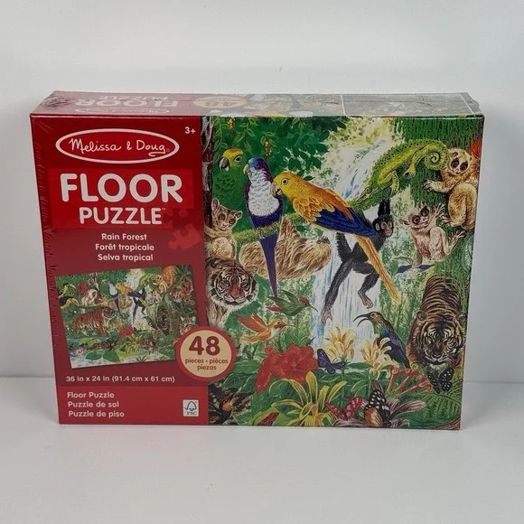 Melissa & Doug Rain Forest‎ Floor Puzzle 3x2 ft 48 Pieces Ages 3+ Toddler